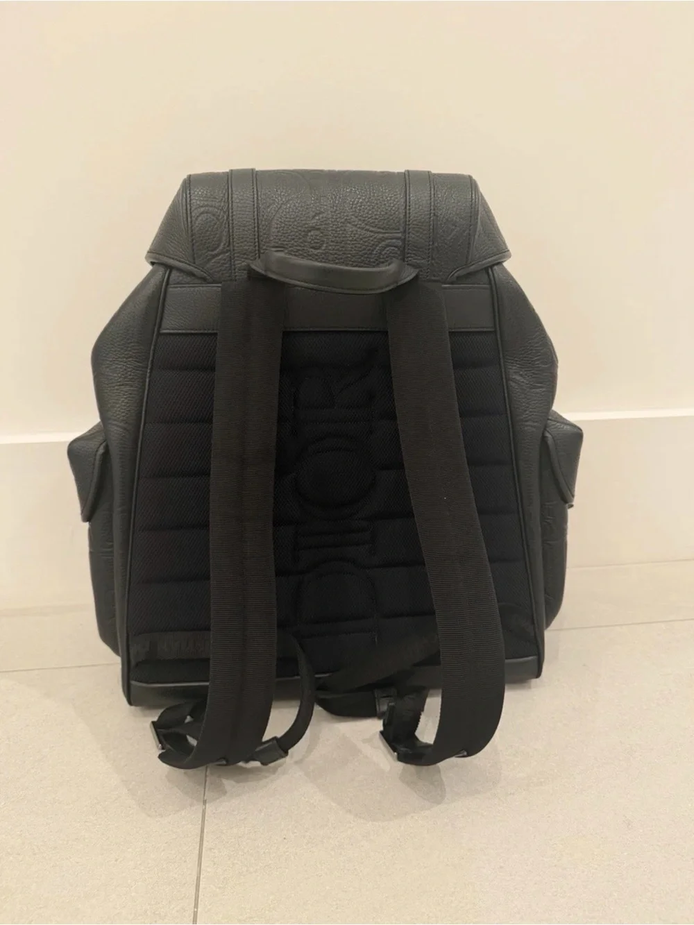 Dior Hit the Road Black Embossed Leather Men's Backpack